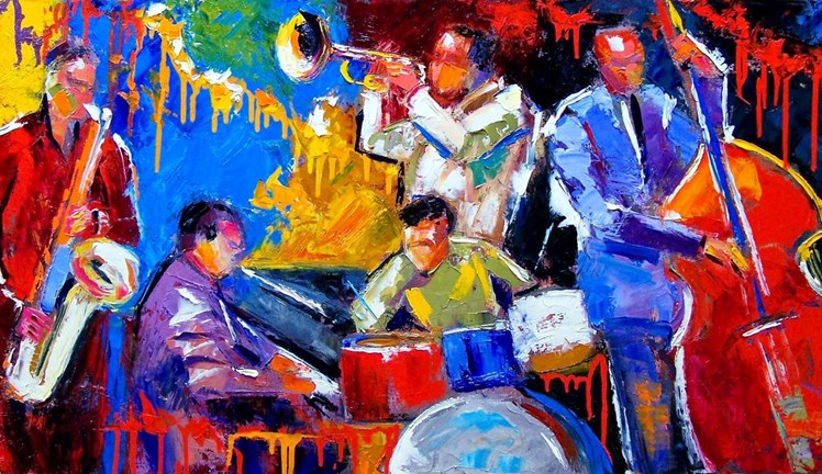 Abstrakt målning av jazzmusiker