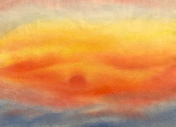 akvarellmålning soluppgång