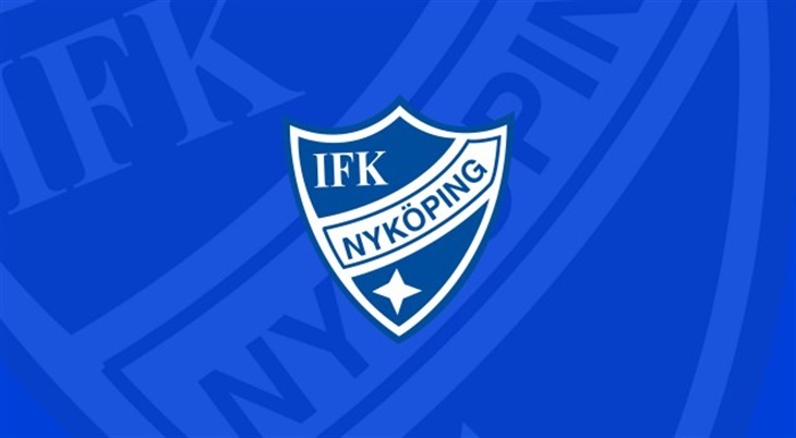 IFK Nyköpings logga mot blå bakgrund.